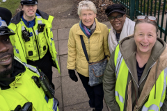 Cllr M Bridle who joined us post Cotterills RG litterpick, with Carolyn & Sonia (WERG) and local police