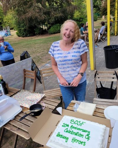 Baton Walk Day 4: Sarah Royal with 20th Anniversary Cake in Cotteridge Park